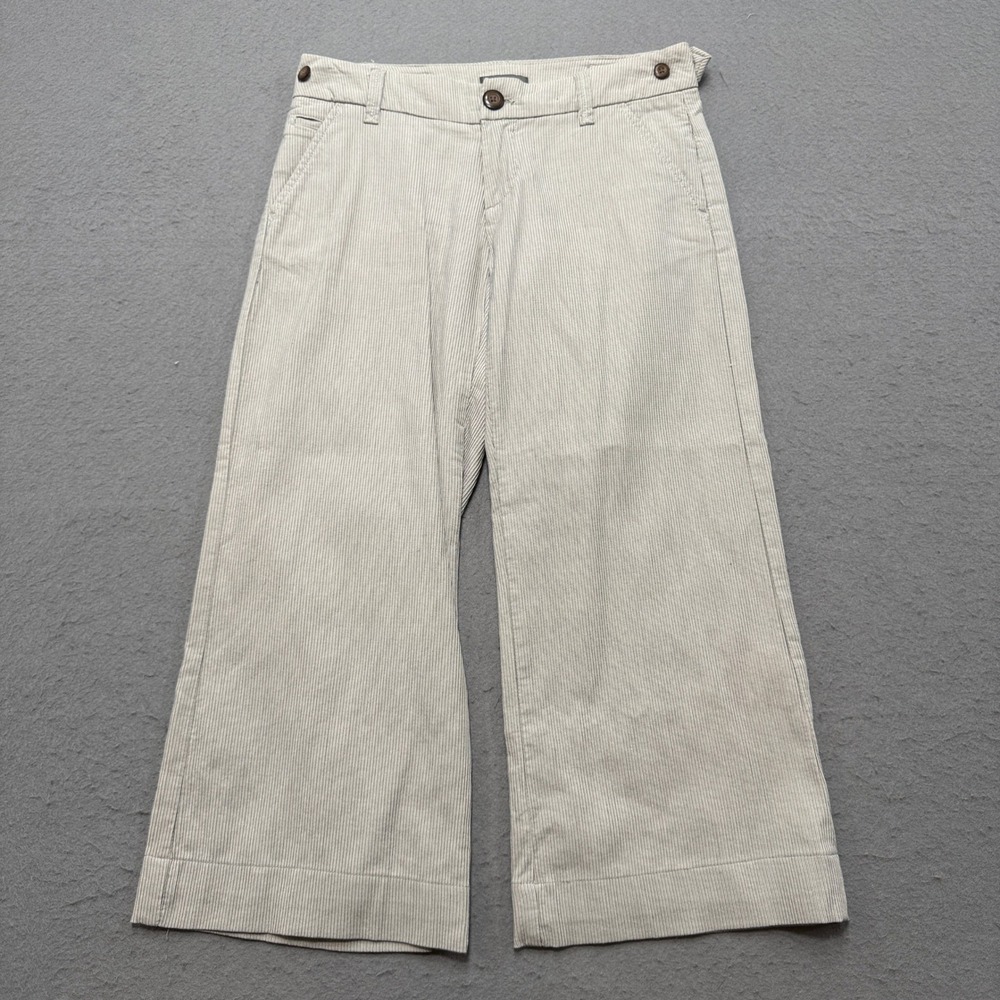 GAP Pants Women's 1 Gray Pinstripe Cotton Wide Leg Baggy Capri Cropped Trousers